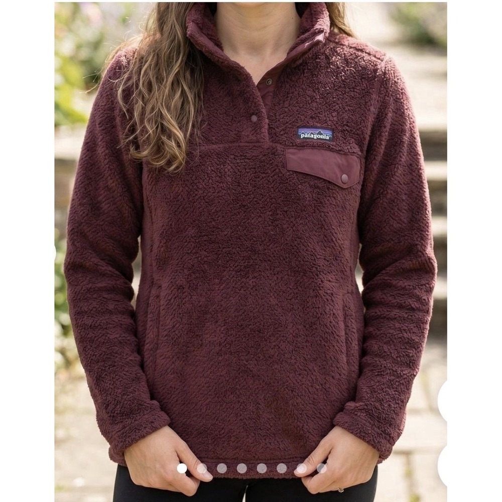 Patagonia Re-Tool Burgundy Fuzzy Fleece Medium 1/4 Snap-T Pullover Jacket HR-3